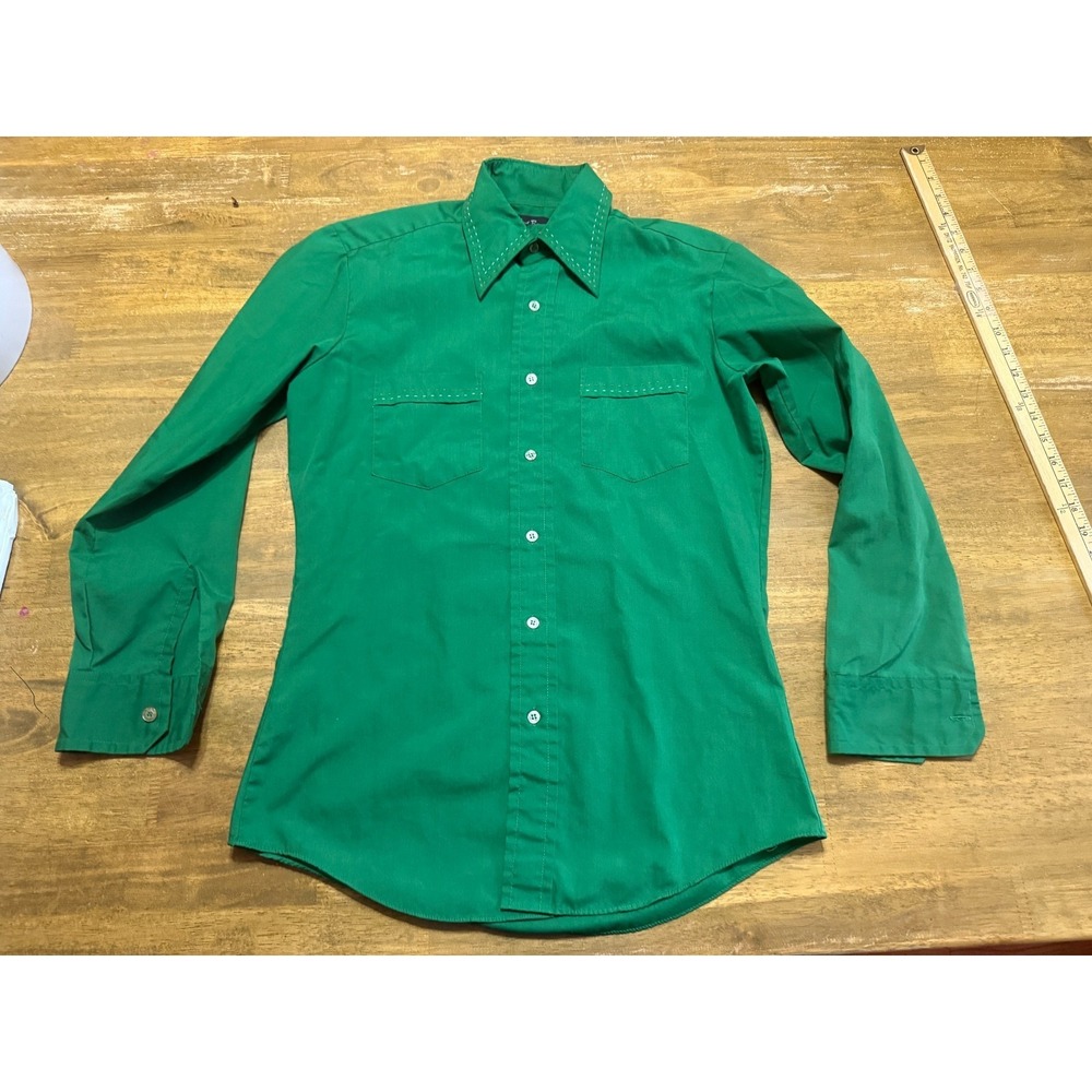 Bud Berma Shirt, Women's Large? Green White Orange, Long Sleeve Button Up Shirt